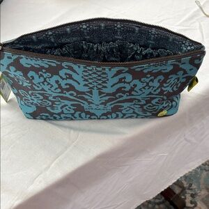 Stylish Blue and Dark Gray Women's Toiletry Bag by Amy Butler
